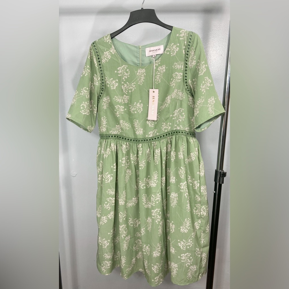 Jessakae Green Floral MIDI Dress